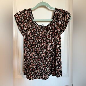 Women’s Multicolor Floral Boho Off Shoulder Top Small